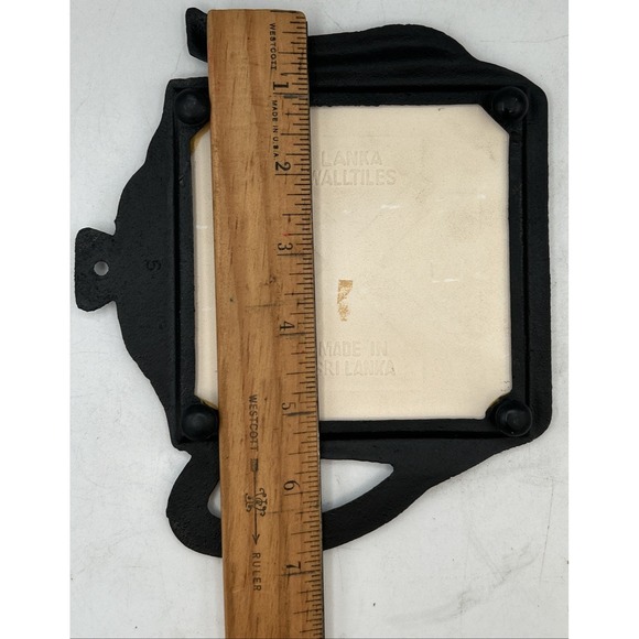 Vintage London Souvenir Ceramic Tile Trivet w Tea Kettle Shape Frame England - Picture 3 of 4